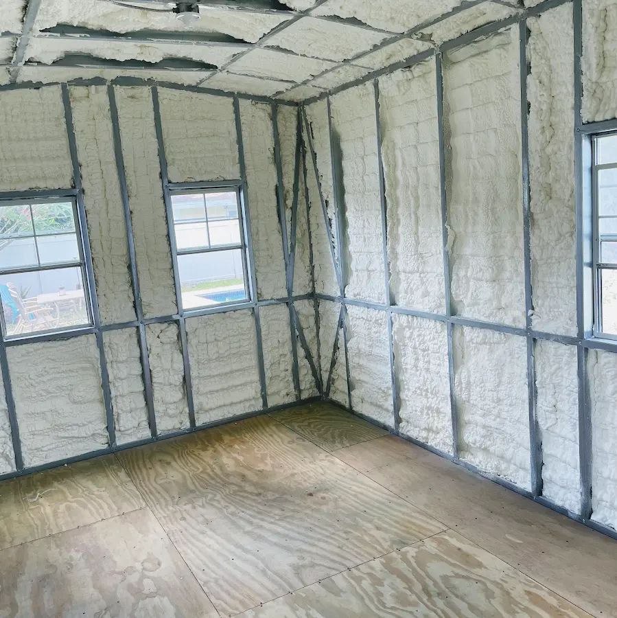 Closed-cell spray foam insulation applied to wall cavities in a residential project in Grover Beach